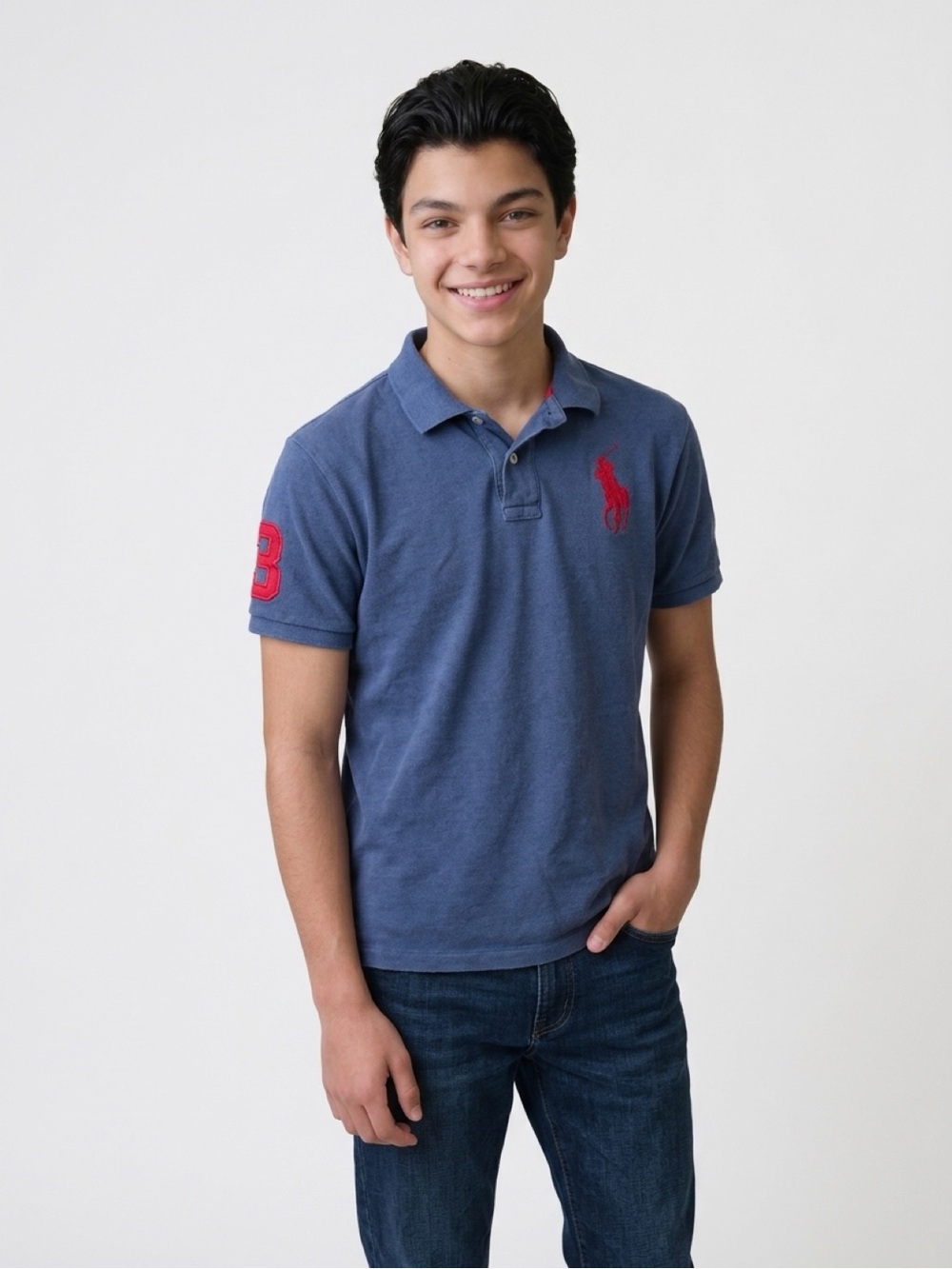 Polo by Ralph Lauren kids Blue Short-Sleeve Polo with Red Logo